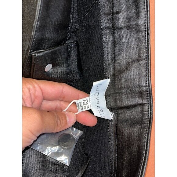 NWT Lucy Paris Black Danica Slip Faux Leather Skirt WOmen size Medium - Picture 6 of 9